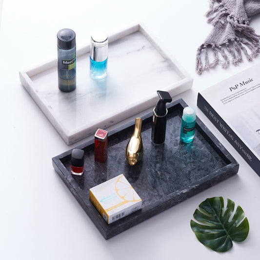 Black White Gray Marble Tray Cosmetics Toiletries Storage Tray